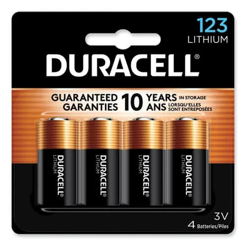 Duracell® Specialty High-Power Lithium Batteries, 123, 3V, 4/Pack