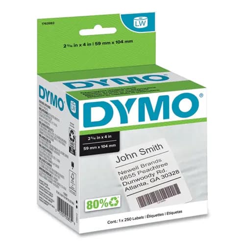 DYMO® LabelWriter Shipping Labels, 2.31" x 4", White, 250 Labels/Roll