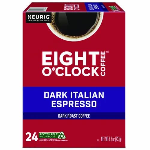 Eight O'Clock Dark Italian Espresso Coffee K-Cups, 24/Box