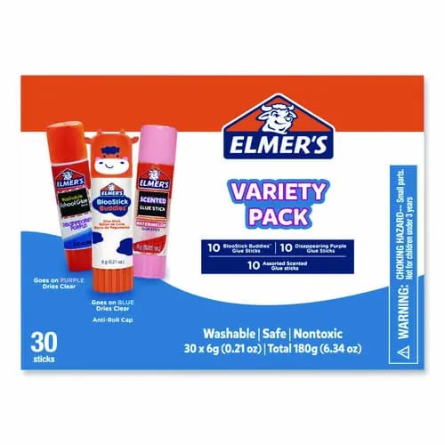 Elmer's® Glue Stick Variety Pack, 0.21 oz, Dries Clear, 30/Pack