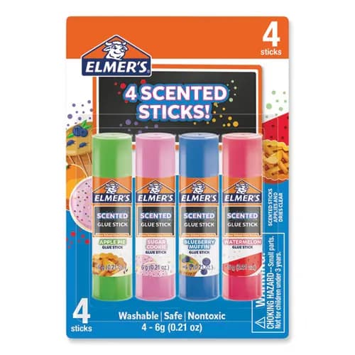 Elmer's® Scented Glue Sticks, 0.21 oz, Assorted Colors and Scents, 4-Pack