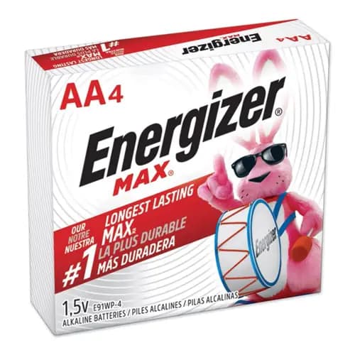 Energizer® MAX AA Alkaline Batteries, 1.5 V, 4/Pack