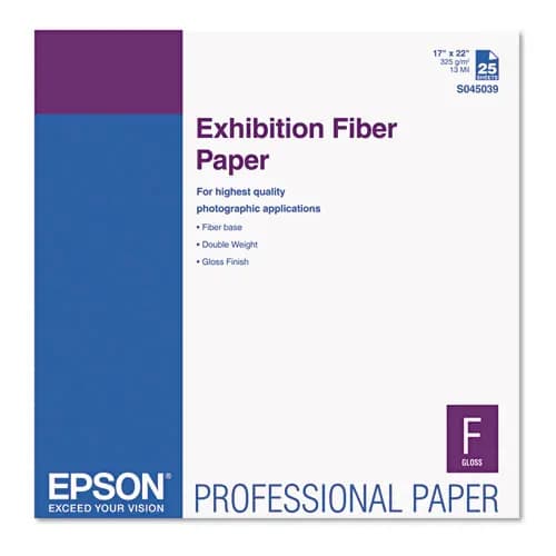 Epson® Exhibition Fiber Paper, 17 x 22, White, 25 Sheets