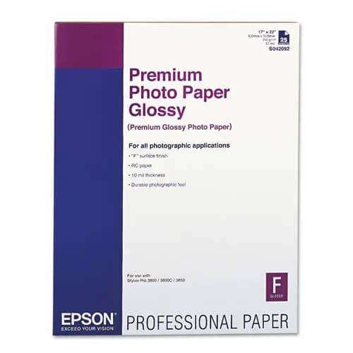 Epson® Premium Photo Paper, High-Gloss, 17 x 22, 25 Sheets