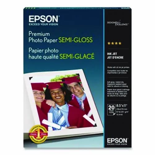 Epson® Premium Photo Paper, Semi-Gloss, 8.5 x 11, 20/Pack