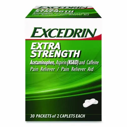 Excedrin® X-Strength Caplets, 2 Caplets per Packet, 30 Packets per Box