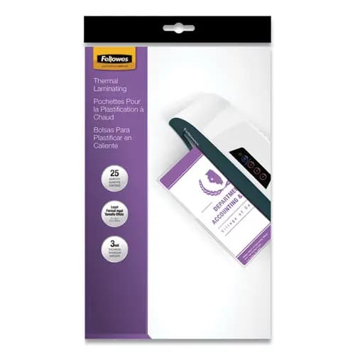 Fellowes® Laminating Pouches, 3 mil, 9" x 14.5", Gloss Clear, 25/Pack