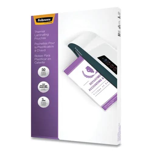 Fellowes® Laminating Pouches, 3 mil, 9" x 14.5", Gloss Clear, 50/Pack