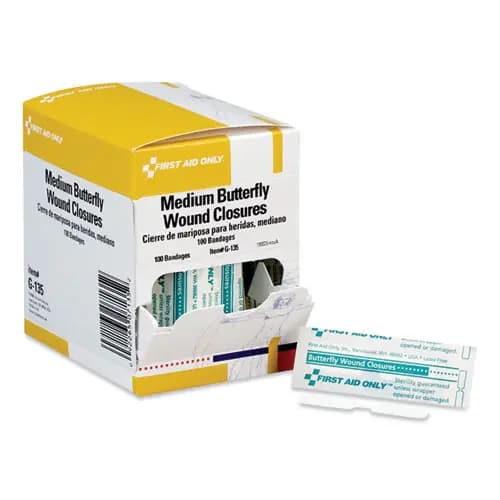 First Aid Only™ Butterfly Wound Closures, 0.38 x 1.75, 100/Box