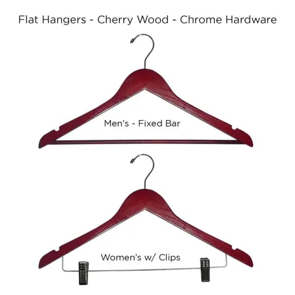 Flat Hangers – Multiple Styles – Cherry/Chrome – Case of 100