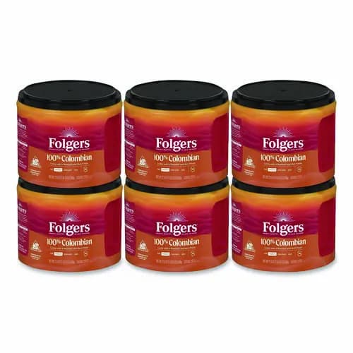 Folgers® 100% Columbian Coffee, 22.6 oz Canister, 6/Carton