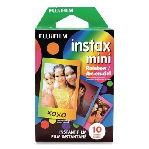 Fujifilm Instax Mini Rainbow Instant Film, 800 ASA, Color, 10 Sheets