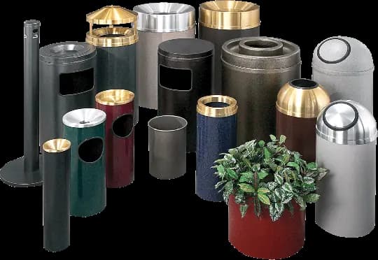 Funnel Top Steel Wastebaskets w/Lid