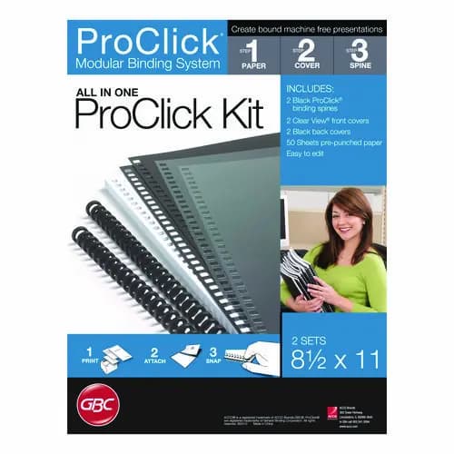 GBC® Instant Report Kit, 5/16" Capacity, Clear/Black Cover, Black Spine