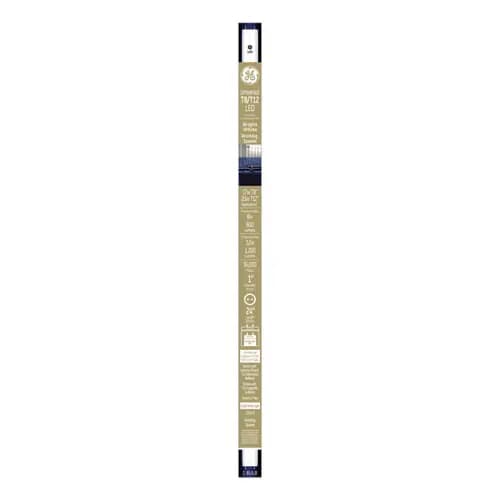 GE 24" T8/T12 LED Tube Light, 8W, Bright White, 6/Carton