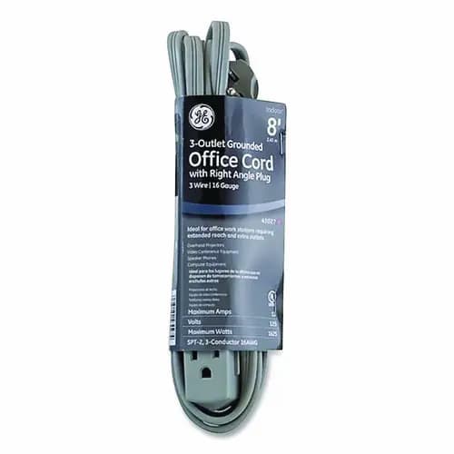 GE Power Strip, 3 Outlets, 8 ft Cord, Gray