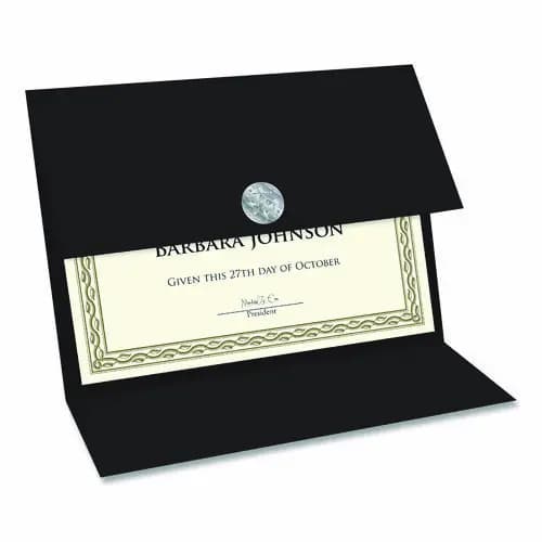 Geographics® Tri-Fold Certificate Holder, Black, 5/Pack