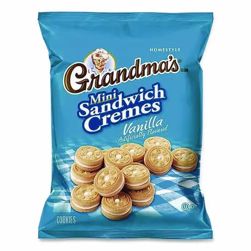 Grandma's® Mini Vanilla Creme Sandwich Cookies, 2.12 oz Packet, 60/Carton