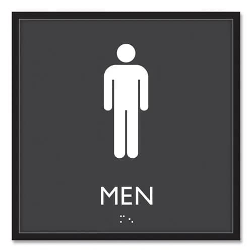 Headline® Sign ADA Sign, Men, Plastic, Clear/White, 8 x 8