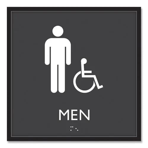 Headline® Sign ADA Sign, Men Accessible, Plastic, Clear/White