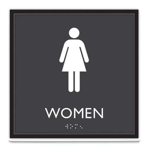 Headline® Sign ADA Sign, Women, Plastic, 8 x 8, Clear/White
