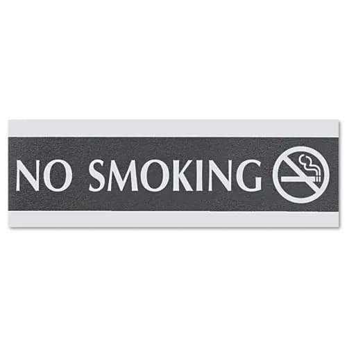 Headline® Sign Century Series Office Sign, NO SMOKING, Black/Silver