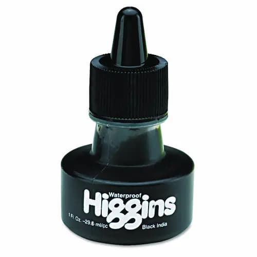 Higgins® Waterproof Pigmented Drawing Ink, Black, 1 oz Bottle