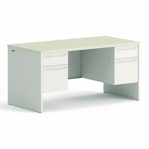 HON® 38000 Series Double Pedestal Desk, 60" x 30" x 30", Light Gray/Silver