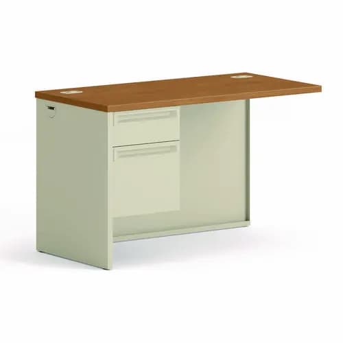 HON® 38000 Series Flush Return, Left, 48w x 24d x 29.5h, Harvest/Putty