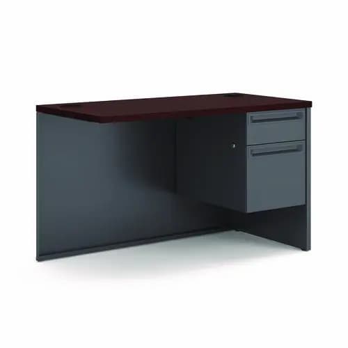 HON® 38000 Series Flush Return, Right, Mahogany/Charcoal, 48"W x 24"D x 29.5"H