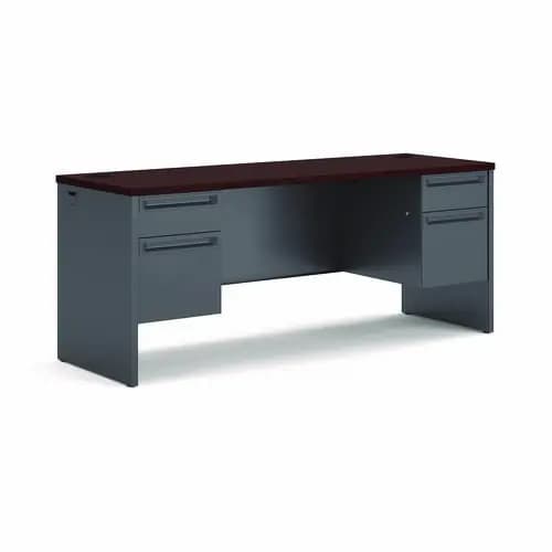 HON® 38000 Series Kneespace Credenza, Mahogany/Charcoal, 72"W x 24"D x 29.5"H