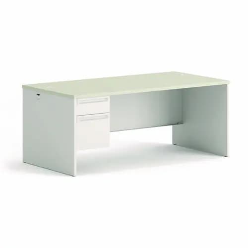 HON® 38000 Series Left Pedestal Desk, 72" x 36" x 30", Light Gray/Silver