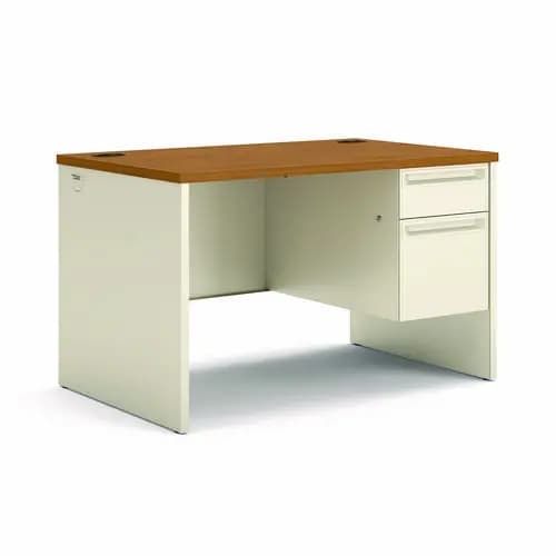 HON® 38000 Series Right Pedestal Desk, Harvest/Putty, 48"W x 30"D x 29.5"H