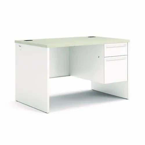 HON® 38000 Series Right Pedestal Desk, Light Gray/Silver, 48"W x 30"D x 30"H