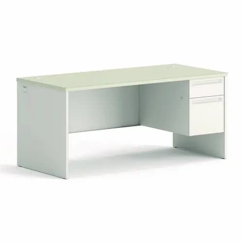 HON® 38000 Series Right Pedestal Desk, Light Gray/Silver