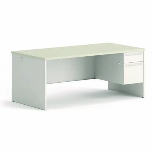 HON® 38000 Series Right Pedestal Desk, Light Gray/Silver, 72"W x 36"D x 30"H
