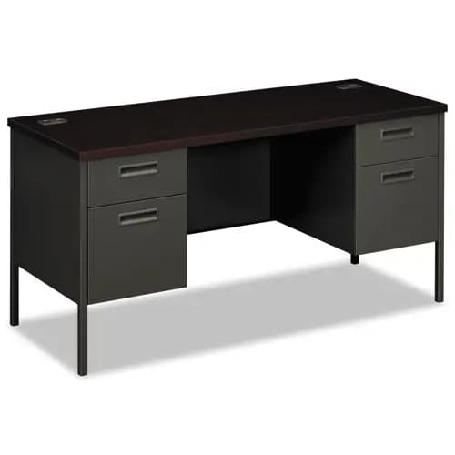 HON® Metro Series Kneespace Credenza, Mahogany/Charcoal, 60"W x 24"D x 29.5"H
