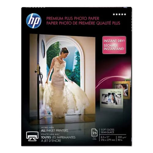 HP Premium Plus Photo Paper, Soft-Gloss, 8.5 x 11, 25 Sheets