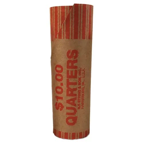 Iconex™ Preformed Tubular Coin Wrappers, Quarters, $10, 1,000 Wrappers/Box