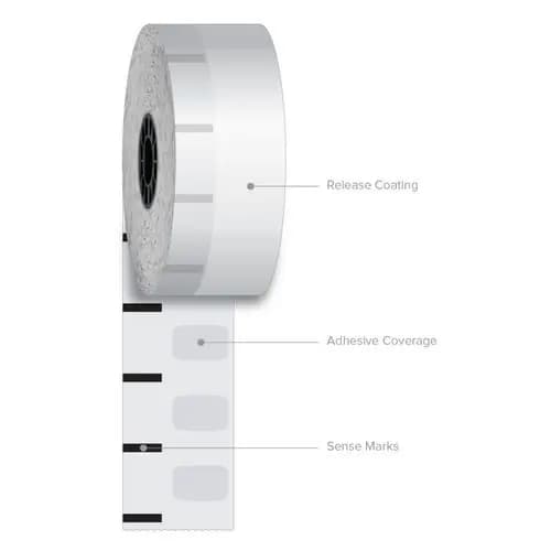 Iconex™ Sticky Media, 1.57" x 375 ft, White, 12 Rolls/Carton