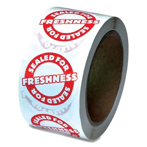 Iconex™ Tamper Seal Label, Red/White, 2" Diameter, 500 Labels per Roll, 4 Rolls per Carton