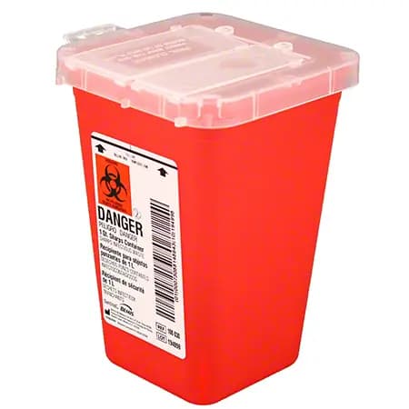 Impact® Sharps Container - 1 Qt., Red Translucent