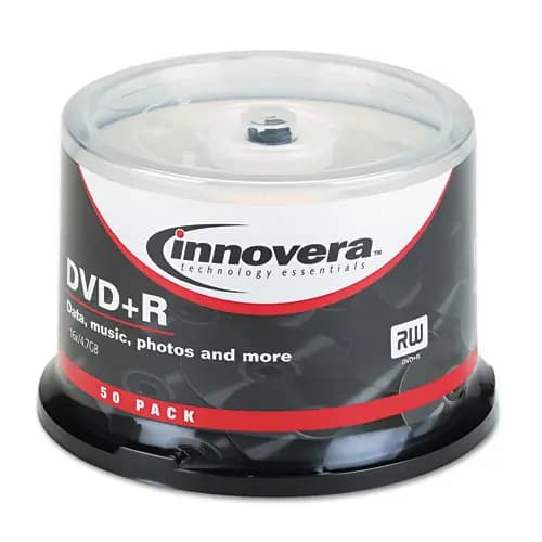 Innovera® DVD+R Recordable Disc, 4.7 GB, 16x, Spindle, Silver, 50/Pack