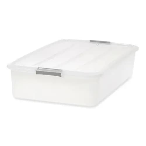 IRIS 50 Qt. Latch Lid Underbed Storage Box, Clear, 17.75" x 32.5" x 6.5"
