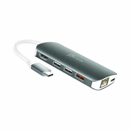 j5create® USB-C Multiport Adapter, Gray/White