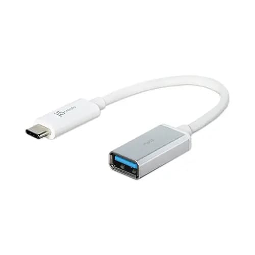 j5create® USB-C to USB Adapter, 4", Silver/White
