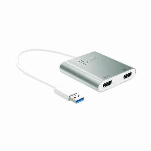 j5create® USB to HDMI Adapter, 7.87", Silver/White