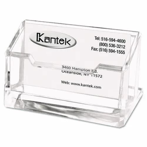 Kantek Acrylic Business Card Holder, Clear, Holds 80 Cards, 4.1" x 1.9" x 2.1"