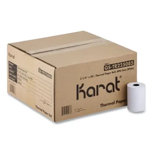 Karat® Thermal Paper Rolls, 2.25" x 85 ft, White, 50 Rolls/Carton