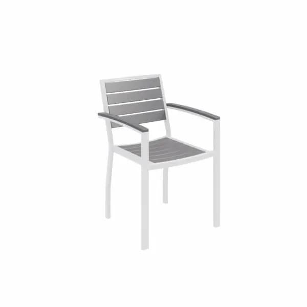 KFI Studios Ivy Outdoor Arm Chair, White Frame, Grey Seat and Back
